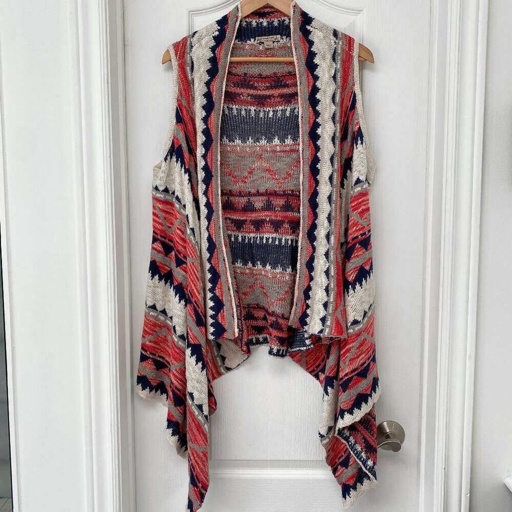 Energe World Wear Boho Aztec Open Front Knit Vest - Size L